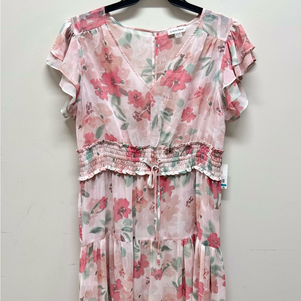 Calvin Klein Smocked Floral Maxi Dress - Picture 2 of 6